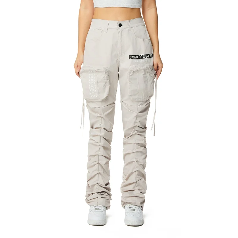 High Rise Stacked Utility Pants - Silver Grey