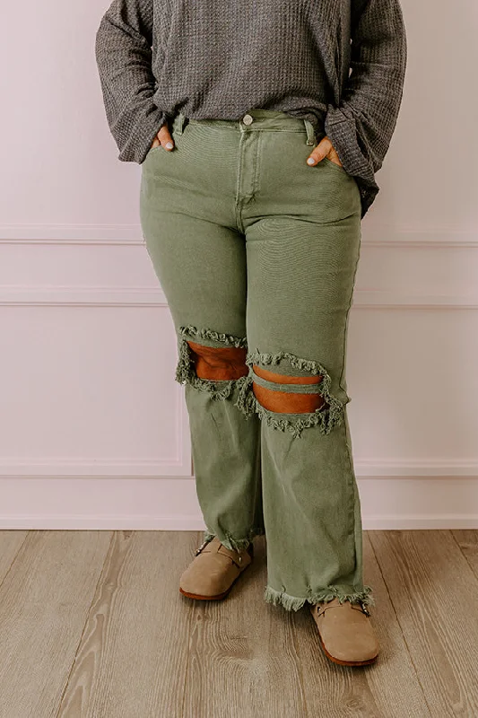 Risen The Eras High Waist Distressed Jean in Pear Curves