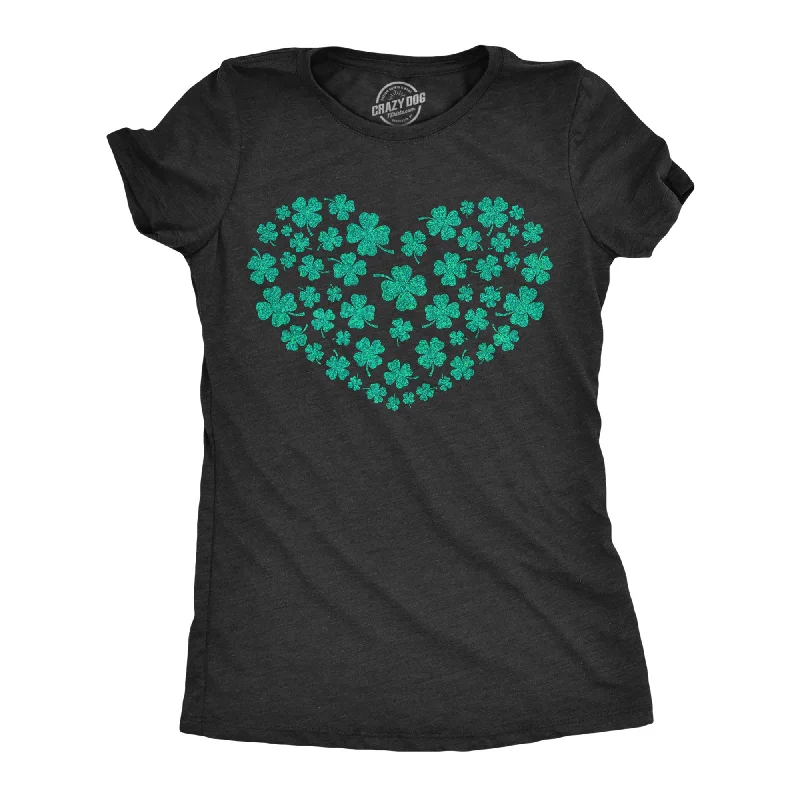 Glitter Clover Heart Women's T Shirt