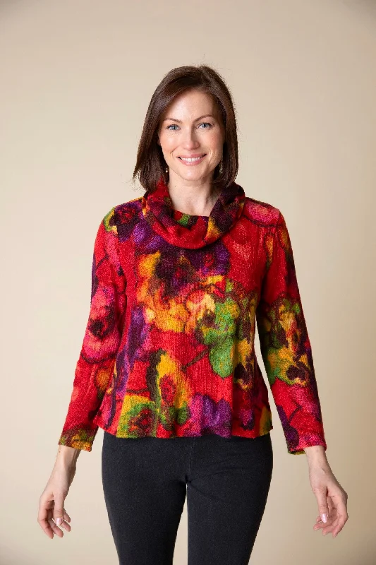 Abstract Floral Easy Cowl Top