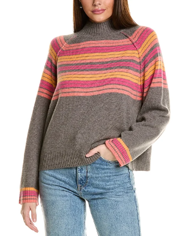 Collaboration Macie Stripe Mock Neck Cashmere Sweater