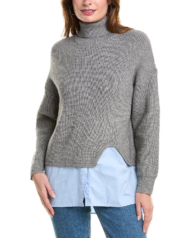 Gracia Roll-Neck Slit Layering Sweater