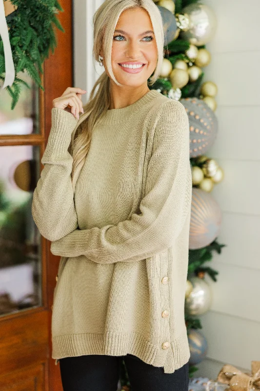 The Slouchy Taupe Side Button Sweater