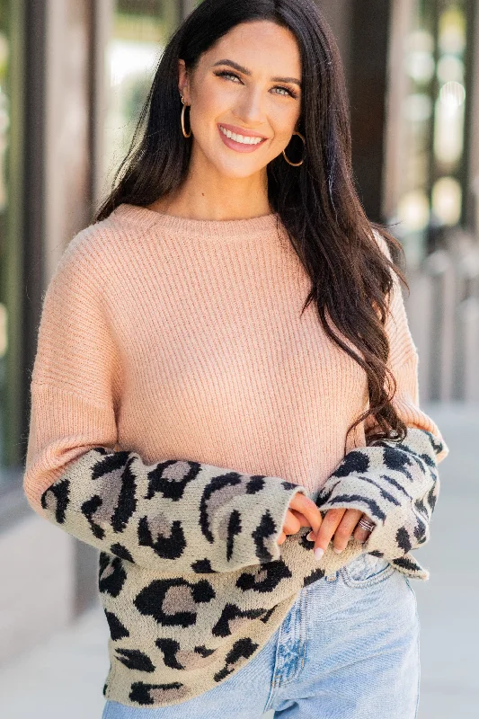 You've Got The Look Salmon Pink Leopard Sweater