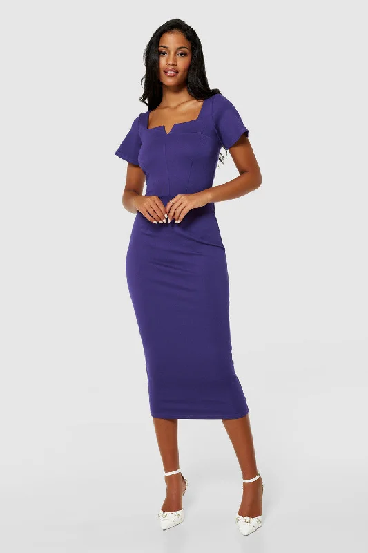 Anna Pencil Midi Dress (Purple)