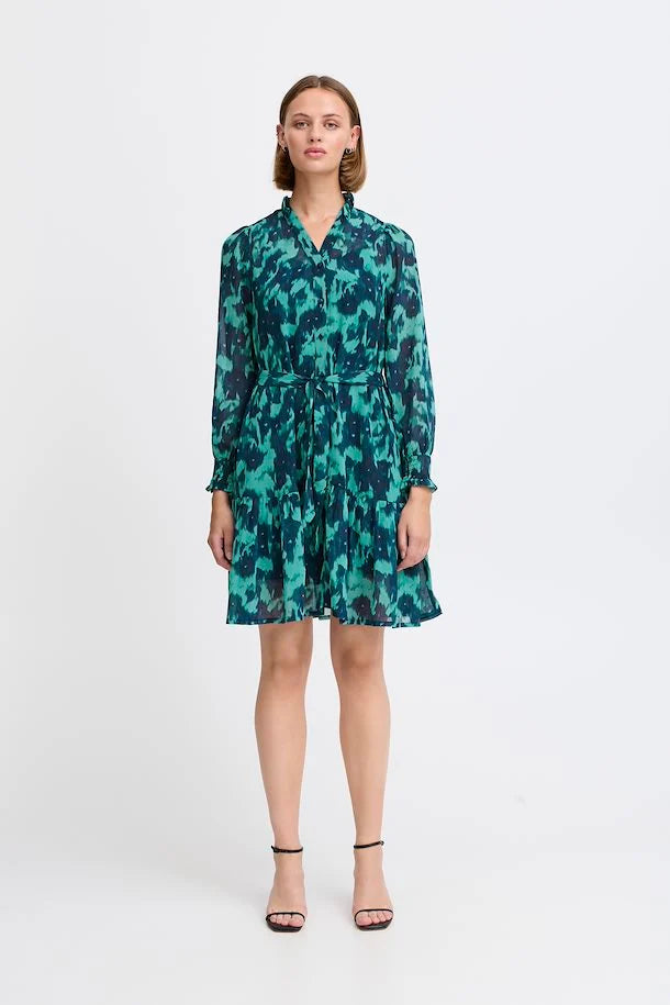 Florro Mini Smock Dress (Green/Blue Slate)