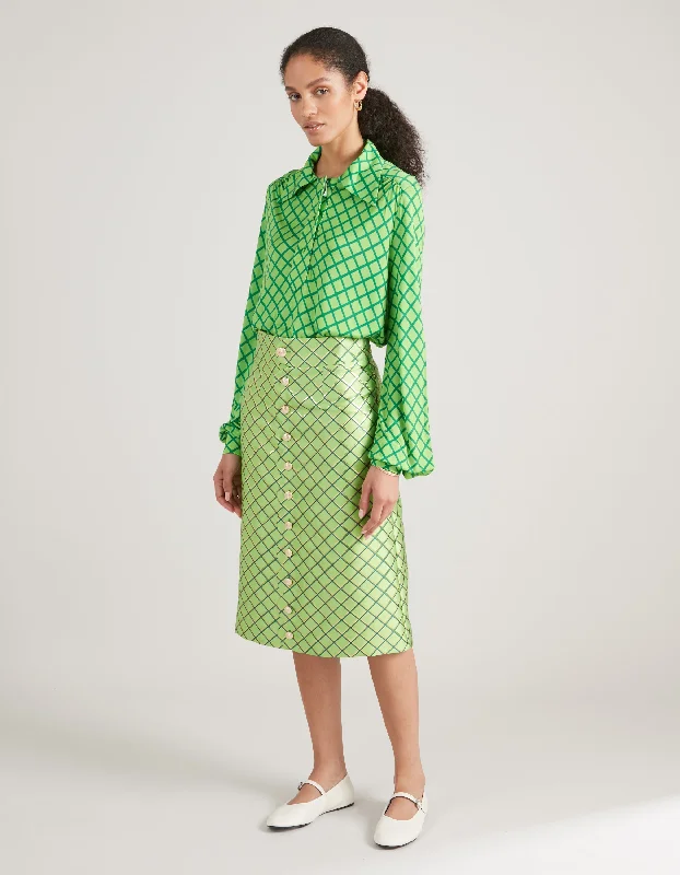 Frankie Green Mesh Print Jacquard Skirt