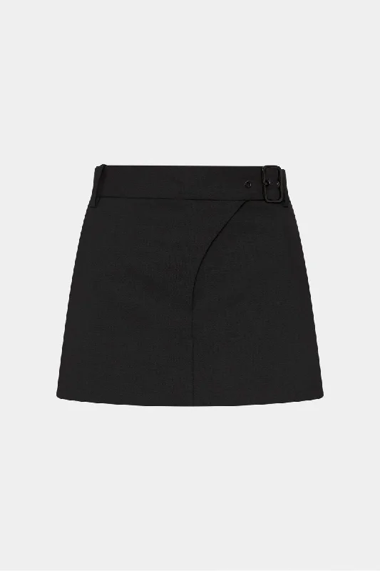 LEONARDO BELTED MINI SKIRT-BLACK