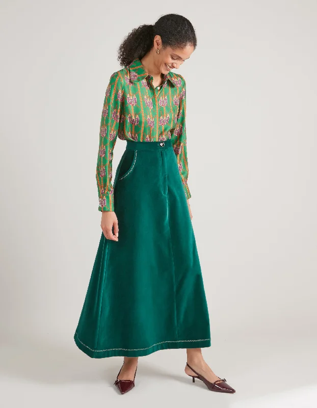 Nala Forest Green Velvet Skirt