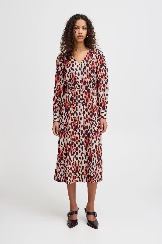 Yasmeen Midi Dress (Cranberry Animal)