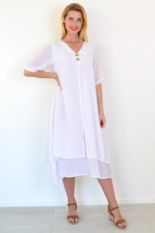 White Coconut Overlay Tunic Dress