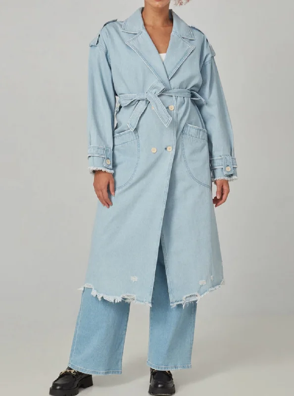 AVERY-BO Trench Coat - Blue Opal