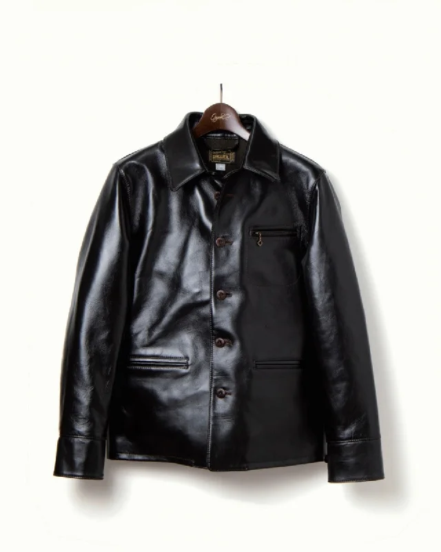 Horsehide Car Coat in Black