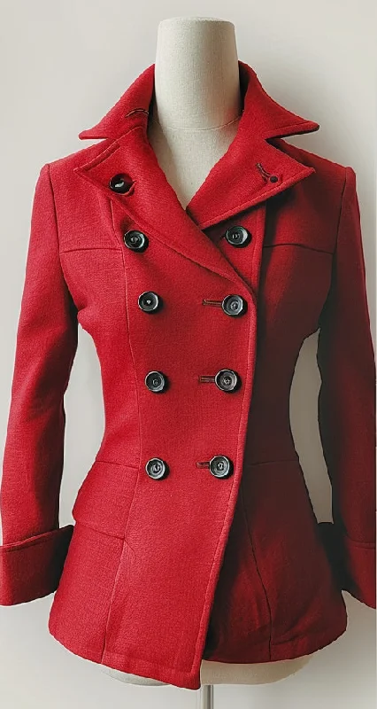 Women Stylish Red Fabric Coat