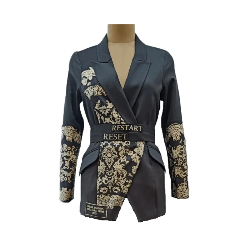 Black Gold Porcelain Blazer with Belt