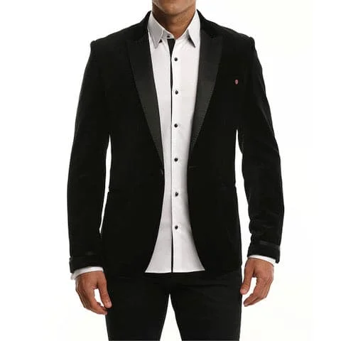 Black Velvet Peak Lapel Blazer