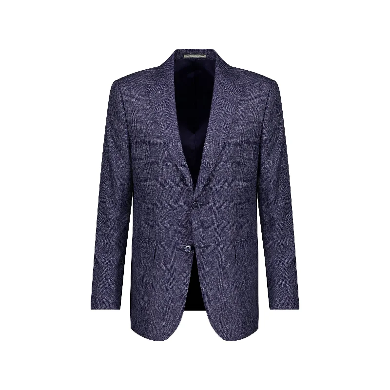 HENRY SARTORIAL DORMEUIL Check Blazer - FC NAVY REG