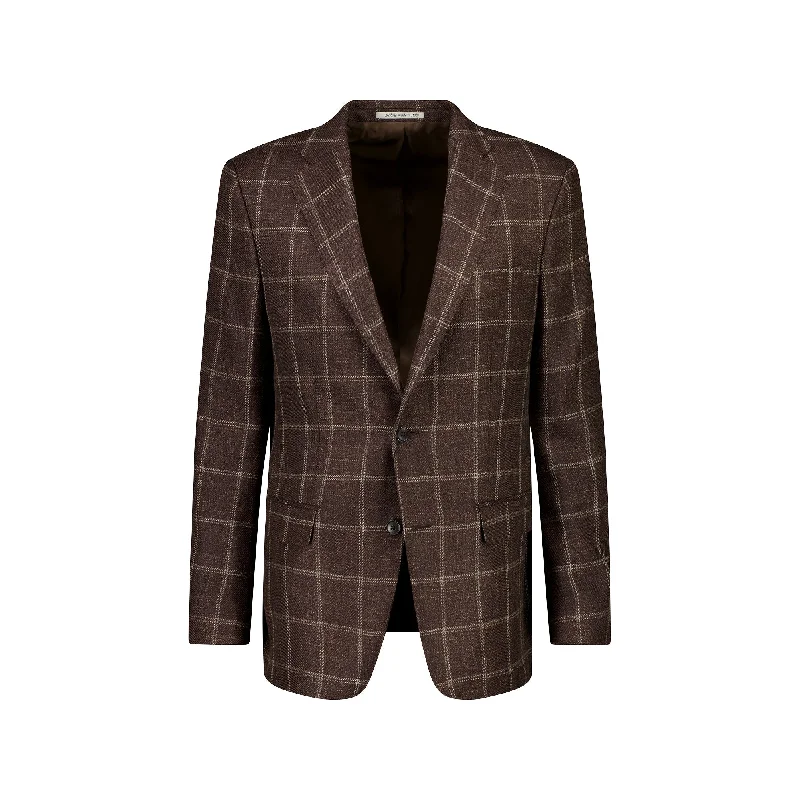 HENRY SARTORIAL Loro Piana 1/2 Canvas Blazer BROWN CHECK REG