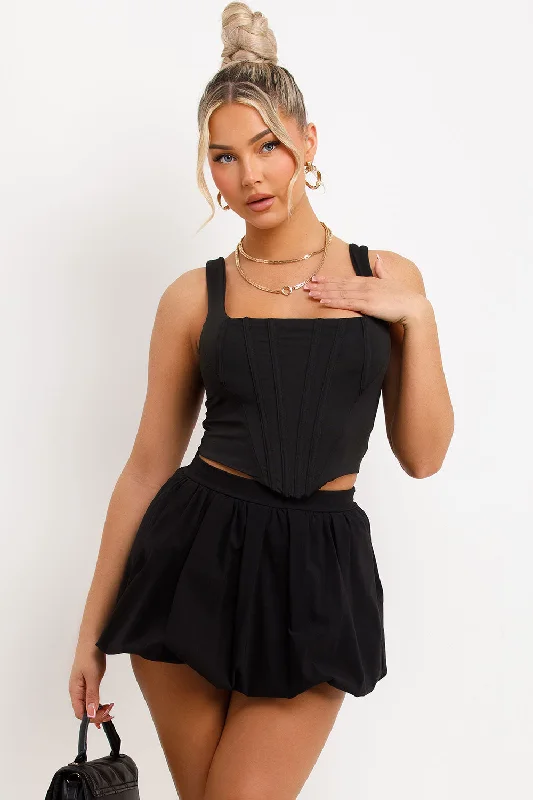 Black Corset Crop Top Boned