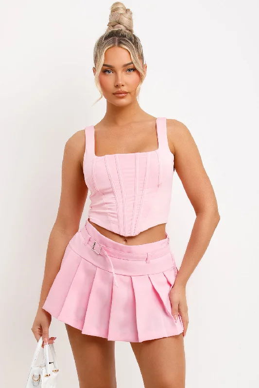 Corset Crop Top Boned Pink